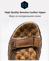 Sandalias Clásicas Para Hombre Verano Cuero Genuino Ligero Casual Moda Talla 38-46 Sandalias De Exterior Con Cierre De Correa Y Hebilla - details 5