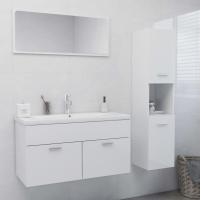 vidaXL Juego de muebles de baño madera de ingeniería en color Negro/Blanco/Roble Sonoma y más | almacenamiento funcional diseño moderno para baño dormitorio sala - details 3