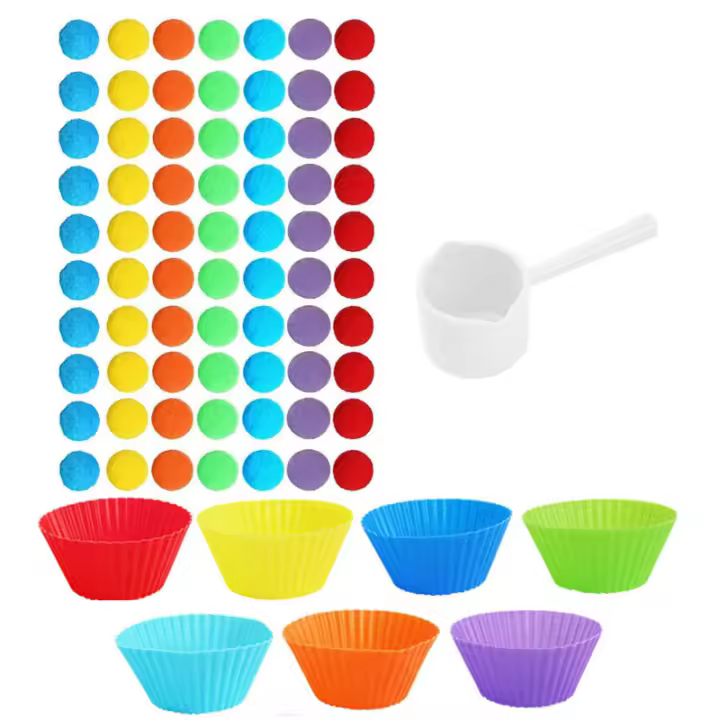 Juego De Aprendizaje Sensorial Montessori Para Niños Juguete De Coloración Y Alineación 78 Piezas Set De Pompom Para Niños De Preescolar Y Jóvenes - 1