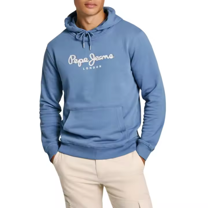 Pepe Jeans Sudadera Saul Azul Capucha Ajuste Regular Bolsillo Logo Estampado - 1