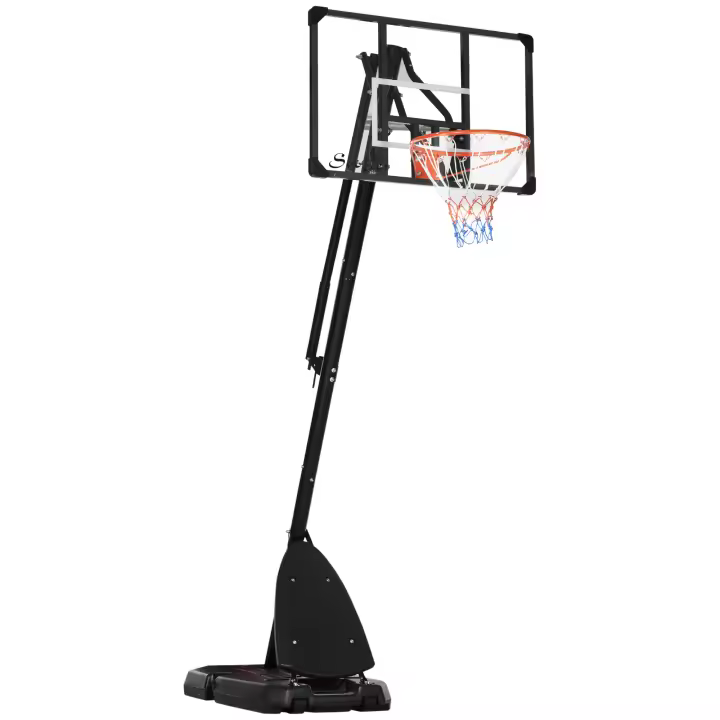 SPORTNOW Canasta de Baloncesto con Altura Ajustable 293-350 cm Aro de Baloncesto con Ruedas Tablero de Rebote Base Rellenable para Exterior 111x70,5x293-350 cm Negro - 1