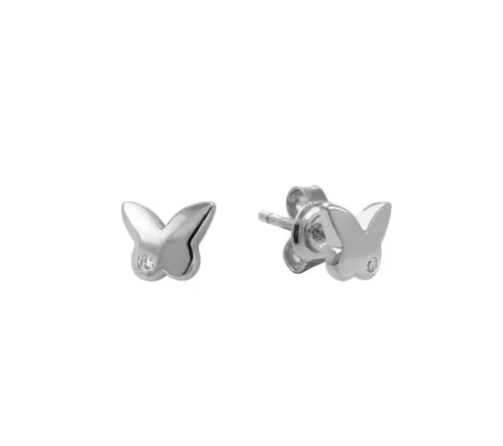 Pendientes de Plata Mariposa con Circonita, 6x7 mm, Brillantes ,Ref: CHP108PENPK4/13 - 1