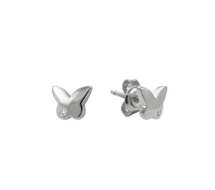Pendientes de Plata Mariposa con Circonita, 6x7 mm, Brillantes ,Ref: CHP108PENPK4/13 - 1