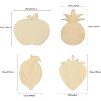 24 Pack Cortes De Frutas De Madera No Pintadas Para Pintar Manualidades Colgantes De Forma De Manzana Limón Piña Fresa Decoraciones De Artesanía Y Regalos - details 3