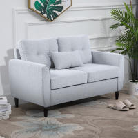 HOMCOM Sofá de 2 Plazas Sillón Biplaza para Salón con Cojines y Asiento Acolchado Funda de Almohada Lavable 140x78x83 cm Gris Claro - details 2