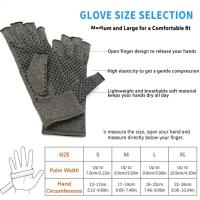 Guantes De Compresión De Medio Dedo Gris Para Aliviar El Dolor De Artritis Antideslizantes Para Hombres Y Mujeres - details 4