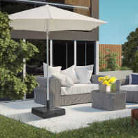 Outsunny Base de Sombrilla Rectangular Soporte para Parasol Rellenable de Agua 30 kg y Arena 40 kg para Poste de Paraguas de Ø32/38/48 mm para Terraza Patio Jardín 49x49x36,5 cm Negro - details 1