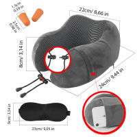 Artree | Almohada de viaje viscoelásta para cuello en forma de U (U-Pillow). Cojín de cuello de espuma para viajes en avión, tren, coche o el hogar. Almohada cervical - details 1