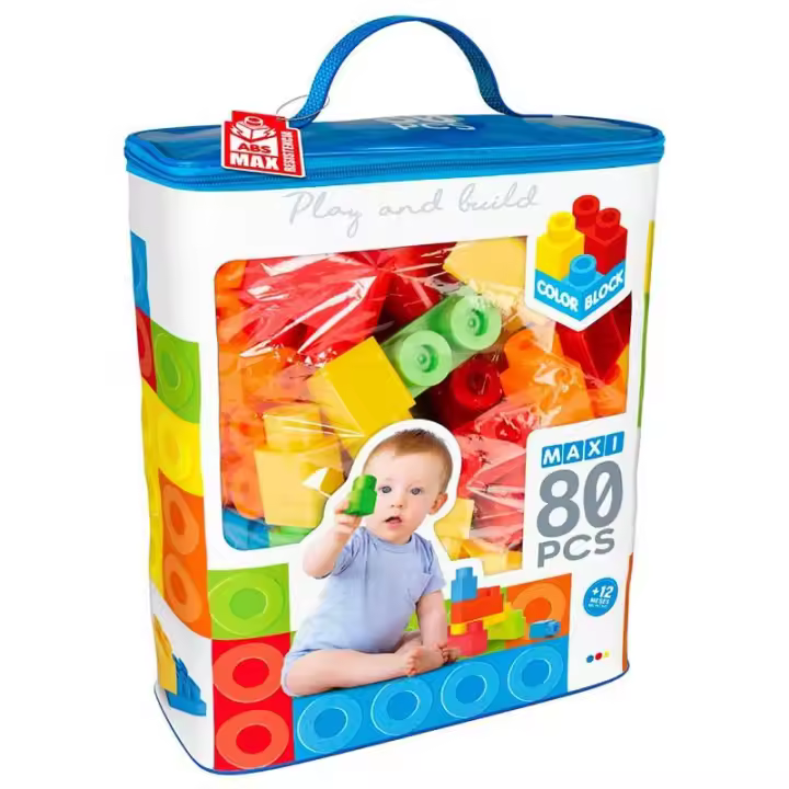 Color Baby Bolsa de Bloques de Construcción 80 Piezas MAXI para Niños +12M - 1