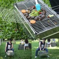 Red De Barbacoa De Hierro Nueva Con Clip Para Verduras Y Pescado Herramienta De Picnic Resistentes Al Calor Color Plateado - details 7