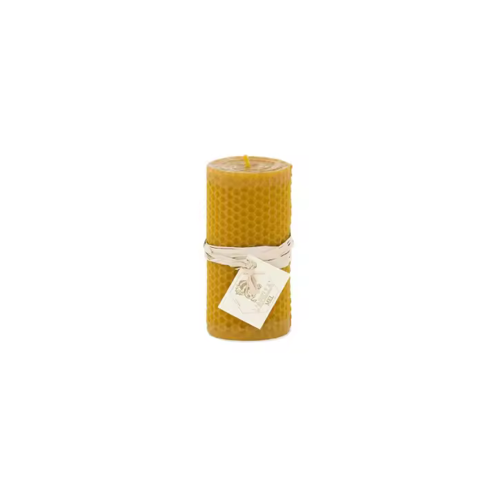 L'Abella Mel - Vela Natural y Artesanal 100% de Cera de Abeja Hecha a Mano | Vela Pura Textura Panal Bujía Vela de Miel Sin Parafina de España - Pack de 1 Velas. Contiene 1u de 6x6x10cm - 1