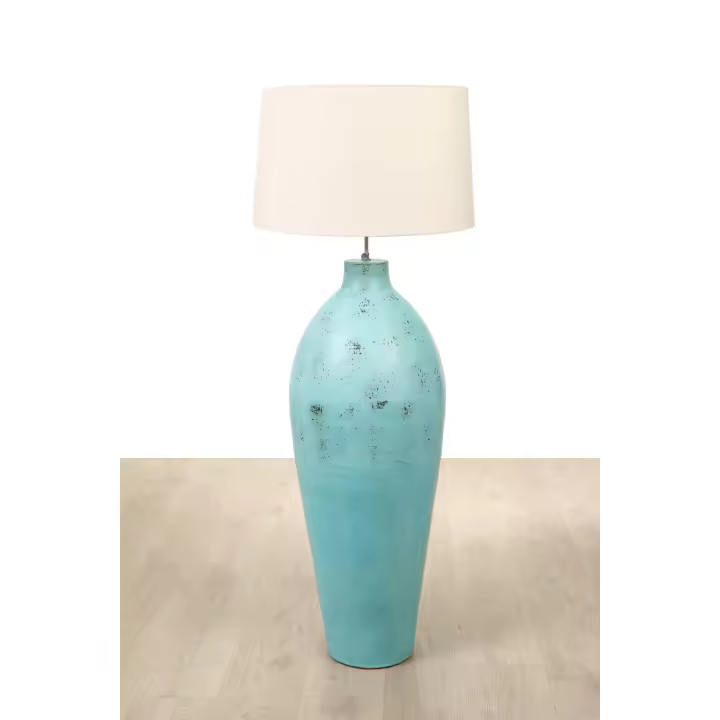 LAMPARA DE SUELO CERAMICA TURQUESA C/PANTALLA HM47653 FIJALO - 1