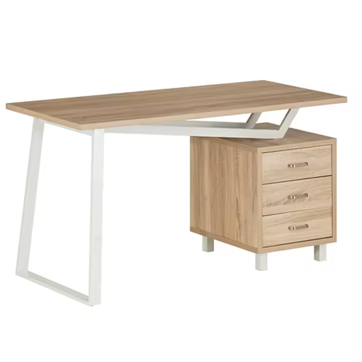 Mod. Mesa de ordenador móvil de escritorio de roble elegante con cajones para sala de oficina - 1
