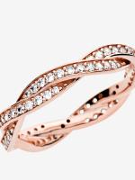 Brillantes-Baño de Oro Rosa de 14 K Pandora - Anillo de Línea - details 0