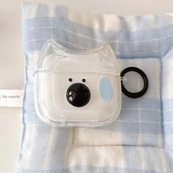 Estuche De Carga Inalámbrica Bluetooth 3D Con Dibujo De Perro Divertido Para Apple AirPods 1/3 pro 2/4 Estuche Protector De Auriculares Con Carcasa Transparente - 1
