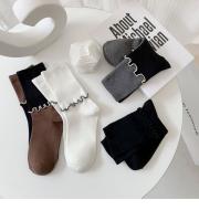 Calcetines De Algodón Para Mujer Diseño Asimétrico De Color Con Contraste Alta Cintura Moda Otoño Invierno Casual Unisex - details 8