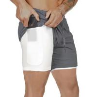 Shorts De Gimnasio Para Hombre Con Bolsillos Y Cremallera 2 En 1 Secado Rápido Fitness Bodybuilding Deportiva Ropa De Playa - details 7