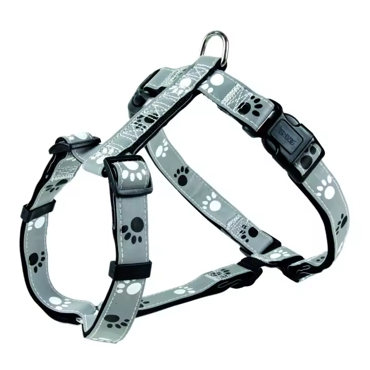 TRIXIE Arnés Silver Reflect, S-M, 40-65cm/20mm, Gris/Ng - 1