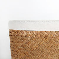 Cesta De Almacenamiento De Fibra De Planta Seagrass Tejida Con Flores Secas Para Decoración Del Salón Cesta De Ropa Y Escritorio Ecológica Y Práctica - details 12