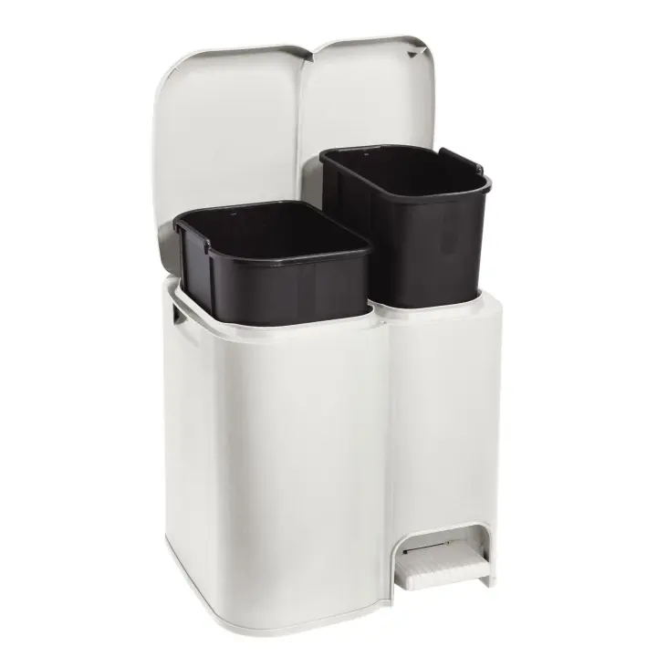 Cubo de Reciclaje Tontarelli Patty2 Blanco - 13L y 8L - Extraíble y Lavable - 1