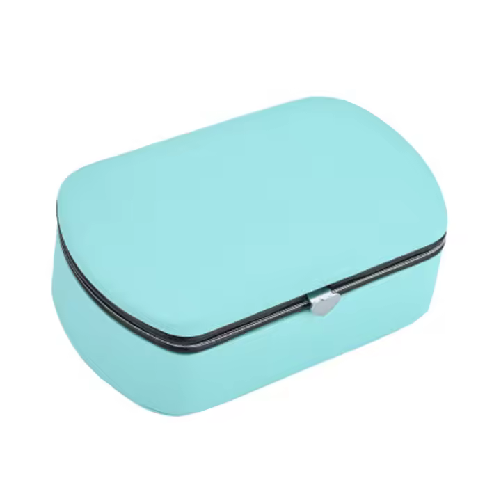 Caja de almacenamiento de joyas para mujer, caja de almacenamiento de joyas portátil de viaje para niña, madre, anillo, collar, pulsera, azul - 1