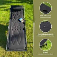 Tumbona de Camping Plegable, Acolchada, reposacabezas, Ajustable en 5 Posiciones, Bolsillo Lateral, hasta 150 kg, Estructura de Acero - details 1