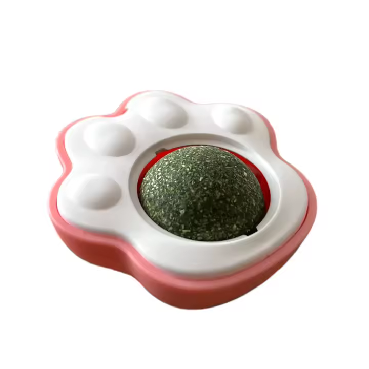 Juguete de menta para pegar en la pared, Bola Giratoria interactivo de Huella Hierba Gatera para MascotasBocadillos para gatos, suministros de limpieza de dientes para mascotas ,Juguetes para Gatos Pelota interactiva bola giratoria para lamer - 1