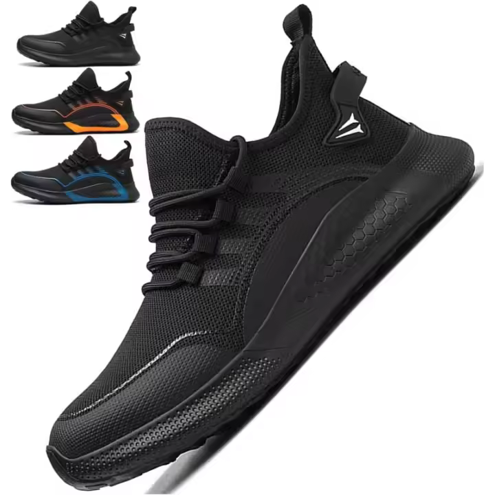 Zapatos de Seguridad Hombres Mujeres con Puntera de Acero, Zapatillas de Seguridad Ligeras y comodas Zapatos de Trabajo Resistentes a Golpes y Perforaciones Negro-44 - 1