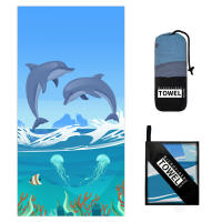 Toalla de playa de microfibra con diseño de delfín azul, ideal para natación, viajes, acampada y deportes. - details 11
