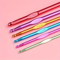 8pcs Gancho De Crochet De Metal Ergonómico En Colores Aleatorios Agujas De Yarn Para DIY Ropa Gancho De Aluminio Colorido - details 2