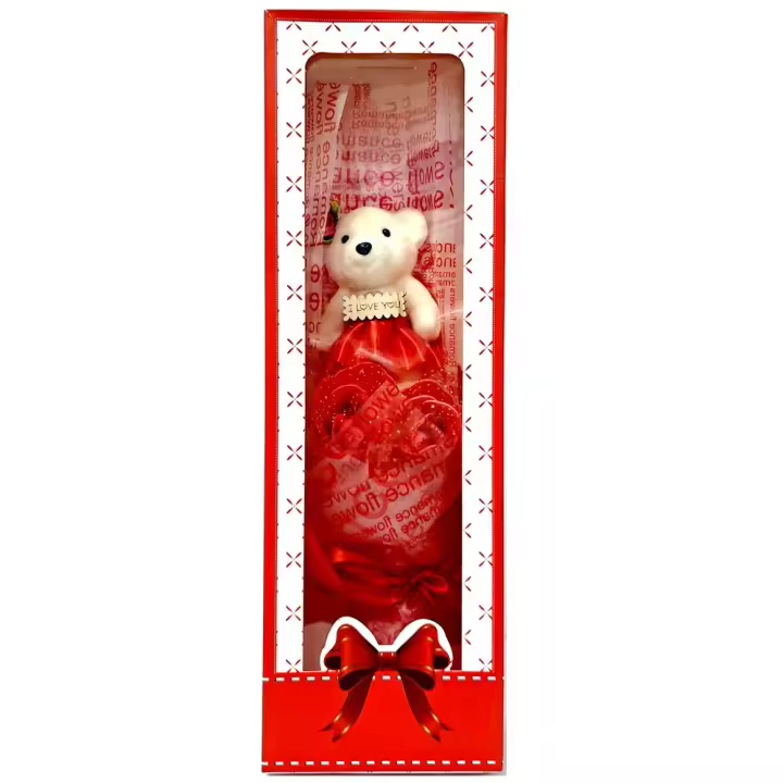 Rosa Artificial con osito,te amo te quiero,Regalo Día de San Valentín,Decoracion Día de San Valentín,cm,fespu - 1