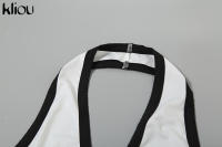 Vestido Halter Para Mujer Kliou Clásico Panelado Ajustado Sin Espalda V-cuello Veraniego Ropa De Calle Delgado Streetwear - details 4