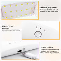 Lámpara LED UV Recargable 24W Para Uñas Gel Mini Secador De Uñas Luz UV Para Curado De Resina Peso 170g ABS Recargable - details 1