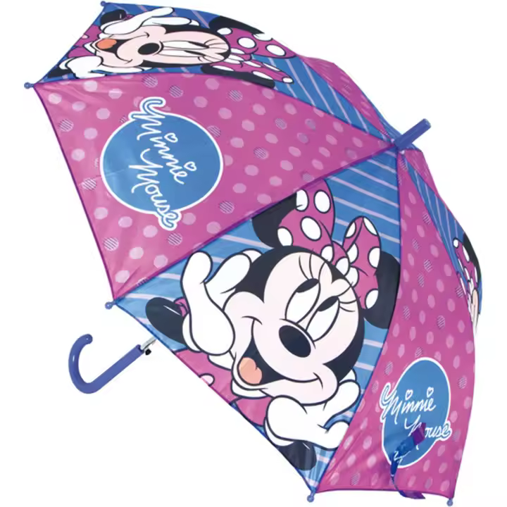 SAFTA - PARAGUAS AUTOMATICO MINNIE MOUSE 48CM Diseño Único y Licencia Oficial - Paraguas Automático Tamaño 19' y 84 cm de diámetro con 8 paneles Varilla de metal con nervios de acero de 8 mm de diametro Asa y punta de PVC - 1