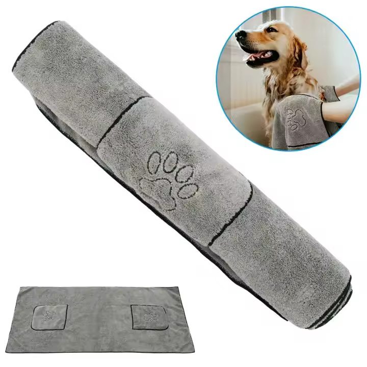 Toalla De Baño Para Perros Grandes Super Absorbente Y De Secado Rápido Microfibra Algodón 100% Suministros De Baño Para Gatos Y Perros - 1