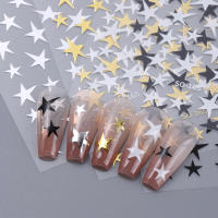 Pegatinas De Uñas 3D Dorado Plateado Estrella Adhesivo Para Manicura DIY Decoraciones Brillantes Estilo Y2K Blanco Cruzado Estrella Luminoso - details 1