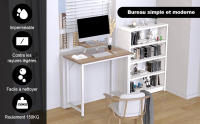 Rcynview Escritorio de Oficina Pequeño- Montaje Extraíble, Adecuado para Oficinas, Salones, Hogares en Marrón Negro Roble - details 0
