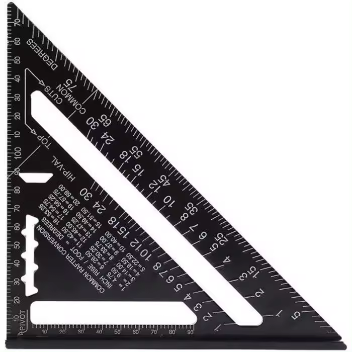 Regla triangular de aleación de Aluminio cuadrada de Carpintero con herración de Medicina de transportador Negro - 1