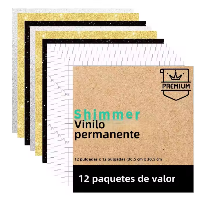 Paquete De 16 Hojas De Vinilo Adhesivo De Brillo 12x12in Para Máquina Cricut Proyectos DIY Decoración De Fiesta Taza De Café - 1