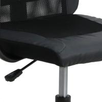 vidaXL Silla de oficina altura ajustable tela malla y cuero PE negro - details 5
