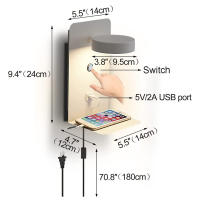 Lámpara De Pared LED Moderna Con Interruptor Y Puerto USB 9W Negra Blanca Iluminación De Arte Para Dormitorio Aisle Bedside Decoración Luz De Pared - details 4