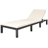 vidaXL Tumbona con cojín de ratán sintético Marrón, Negro, Sillas de Exterior Ideal para jardín, playa, piscina, terraza Tumbona Piscina Tumbonas Playa Tumbonas Jardín Exterior - details 1