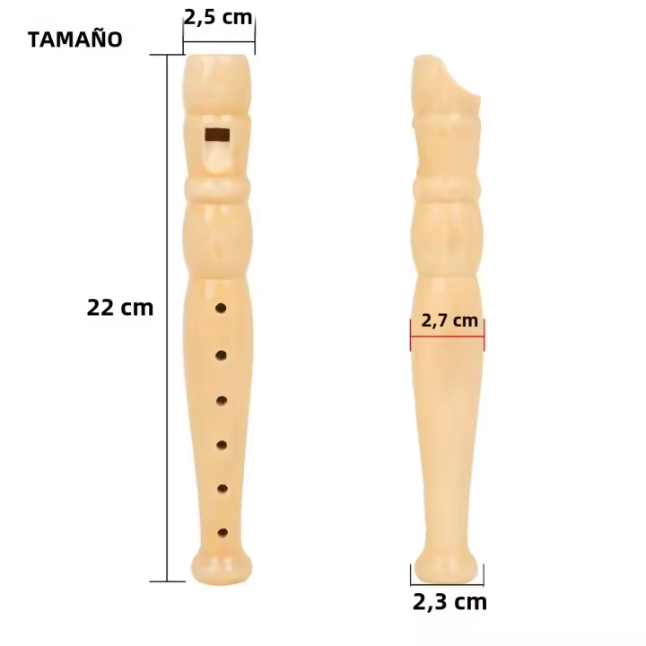 Flauta Soprano De Madera Sólida Orff Harp Flute Con 6/8 Agujeros Instrumento De Viento Para Niños Regalos Educativos De Música - 1