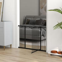 PawHut Barrera de Seguridad Extensible para Puertas y Escaleras para Perros y Bebé, Barrera para Mascotas, Ajuste a Presión, Apertura con Una Sola Mano, 2 Extensiones 15/10 cm, 76-107x76 cm, Negro - details 3