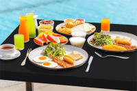 LMETJMA Funda De Mesa Rectangular Elástica Para Mesas De 6 Pies Lavable Y Plegable Cubierta De Poliéster JT898 Para Hogar Y Fiestas - details 8