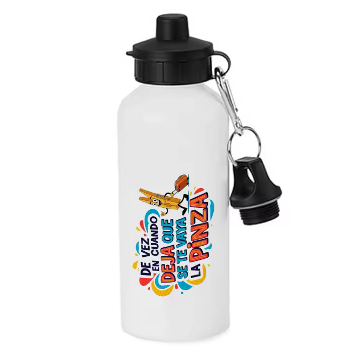 MERCHANDMANIA Bidón deportivo 600 ml acero inoxidable con chupón frase graciosa anti estrés descanso vacaciones botella escolar deporte bicicleta - 1