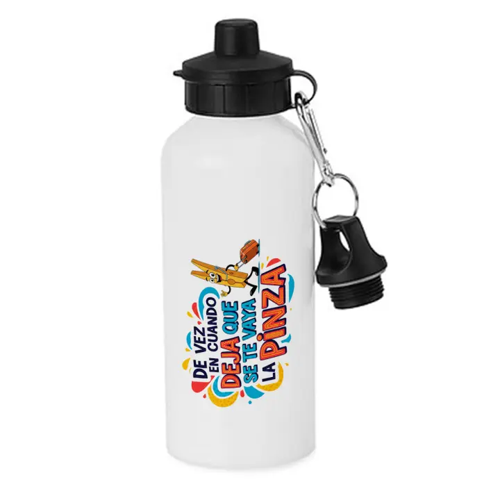 MERCHANDMANIA Bidón deportivo 600 ml acero inoxidable con chupón frase graciosa anti estrés descanso vacaciones botella escolar deporte bicicleta - 1