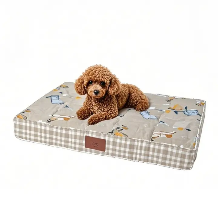 Colchoneta para perros, jaula para perros, cama cálida para perros medianos y pequeños, funda extraíble, cama de felpa lavable a máquina, 90 x 70 x 8 cm - 1
