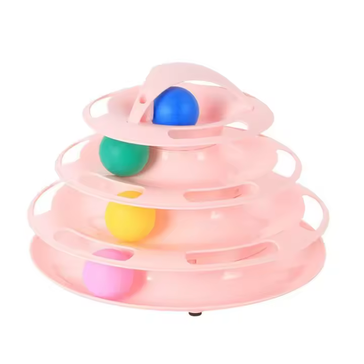 BIT Juego interactivo para chat, interior Tour de pistas Juego para chat, juegos de laberinto - Balle à friandises para chat - Solide et antidérapant - Rose - 1