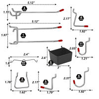 Kit De Organizador De Tablero De Pinos Metálico 114/140 Piezas Gancho Para Garage Y Tienda Herramientas De Almacenamiento Y Colgadores - details 3